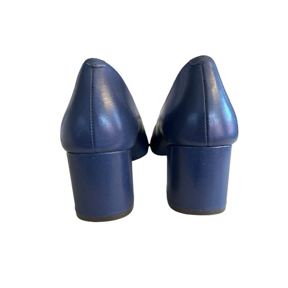 Cole Haan Navy Blue Women's Leather Patent Leather Chunky Heel Size 9B EUC - Picture 5 of 6